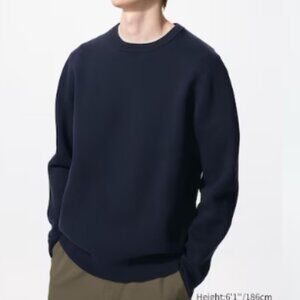 Washable Milano Ribbed Sweater - NAVY - UNIQLO